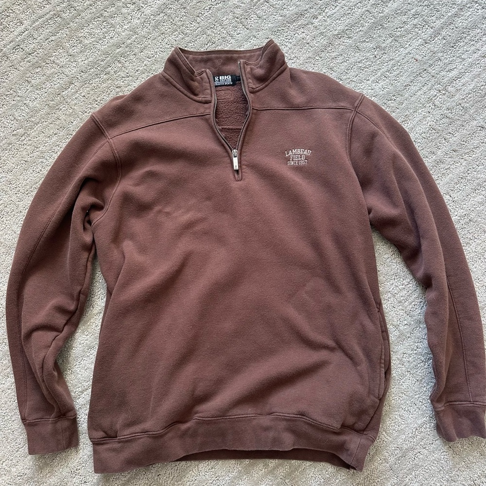 Half-Zip Green Bay Packers Lambeau Field Vintage Pullover Sweatshirt - Brown